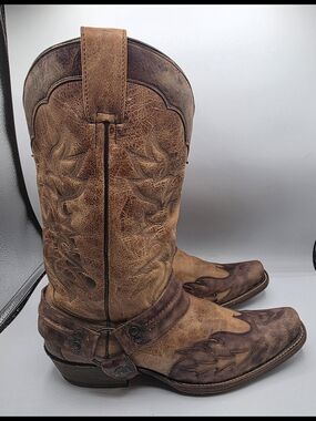 Stetson Brown Leather Cowboy Boot Men's Size 11 EE Distressed Look.